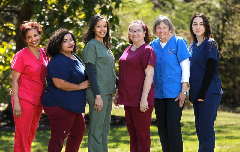 Floor nursing staff: Haime, Roxie, Tiara, Sandy, Linda, and Sena